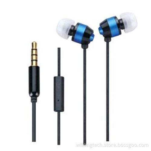 3.5mm jack 1.2m wire metal earphone with mic